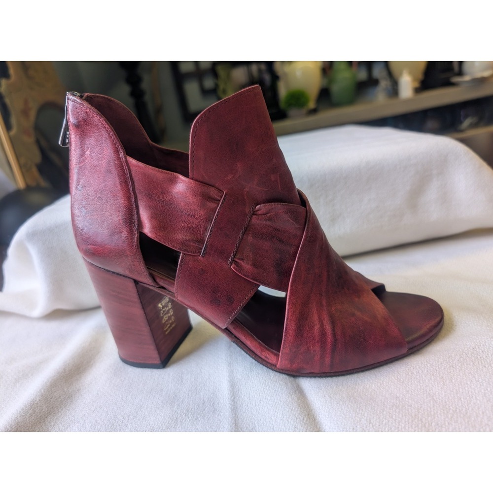 New! Benheart 40/9.5-10 Glove leather Red Heel Zip Open Toe Sandals
